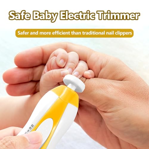 Qunlions life Baby Nail Trimmer Electric, 6 in 1 Rechargeable Baby Nail Clippers Manicure Set Grooming Kit for Toddler Infant or Adults (Yellow) - color: Rechargeable-yellow
