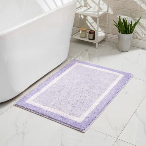 CozeCube Bath mats for Bathroom Non Slip, Fluffy Absorbent Microfiber Bath mat Washable, Aesthetic Bathroom Rugs, Cute Purple Bath mat, Lavender, 32" x 20" - color: A-lavender, size: 2'8" x 1'8" (Rectangular)