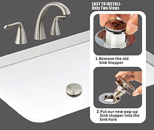 Artiwell Universal Bathroom Sink Drain Stopper, Fits Most Pop-Up Drains for Vessel Sink Lavatory Vanity, Sink Drain Strainer with Detachable Hair Catcher, Tested by Plumber in US (Brushed Nickel) - color: Brushed Nickel