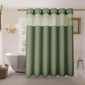 Inhousolu No Hook Shower Curtain with Snap-in Fabric Liner, Waffle Weave 230 GSM Polyester, Weighted Hem, Water Repellent Washable, Mesh Top Window 72" W x 78" L Sage Green - color: Sage Green, size: 72"W x 78"L (Pack of 1)