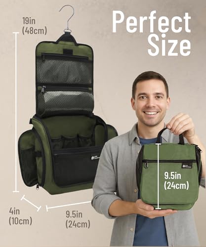 D&D Wanderlust D&D Hanging Travel Toiletry Bag for Men and Women – Cosmetics, Makeup and Toiletries Organizer Kit with 10 Compartments - color: 2 Pack Green