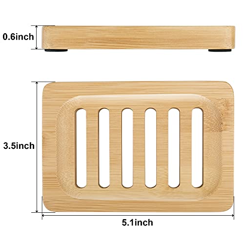 Anwenk Bamboo Wooden Soap Dish, Bar Soap Holder Soap Tray for Shower Bathroom Kitchen Sink Drainer - 2 Pack (Natural Color) - color: Bamboo 2pack