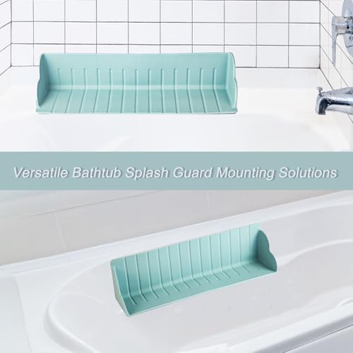 Bathtub Splash Guard, Kids Bath Toy Shelf Spill-Proof Bathtub Tray Kitchen Sink Organizer Waterproof Barrier Suction Cup - color: Light Blue