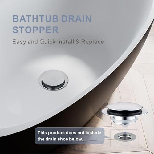 Chrome Plated Universal Tub Dain Stopper, Hidrop Pop Up Bath Drain Tip Toe Bathtub Drain Stopper,Conversion Kit Assembly, Replaces Lift and Turn, Tip-Toe and Trip Lever drains for Tub, EZ Install - color: Chrome