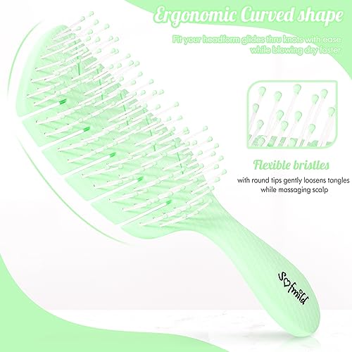 Hair Brush for Women Paddle Detangling Brush, Green | For Curly Thick Wet Dry Hair, No Pulling, Easily Detangles, Faster Blow Drying & Styling - color: Large-Green