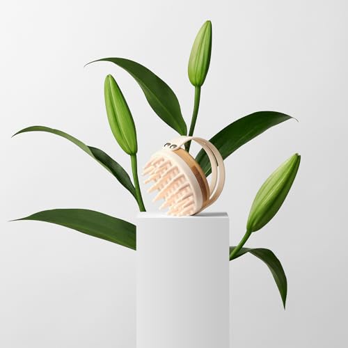 The Hair Edit Scalp Renew Bamboo Shampoo Massage Brush, Scalp Scrubber with Soft Silicone Bristles for Hair Growth, Exfoliation