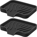 Silicone Soap Dish with Drain, SAISN Kitchen Soap Tray for Shower 2 Pack Self Draining Soap Dish Soft Bathroom Soap Holder for Kitchen Sink Flexible Portable Soap Saver, Black - color: Black