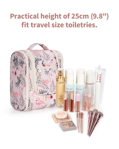 Narwey Small Hanging Toiletry Bag Women Travel Makeup Bag Organizer Toiletries Bag for Travel Size Essentials Accessories Cosmetics(Medium, Beige Bird) - color: B-Beige Bird, size: Medium