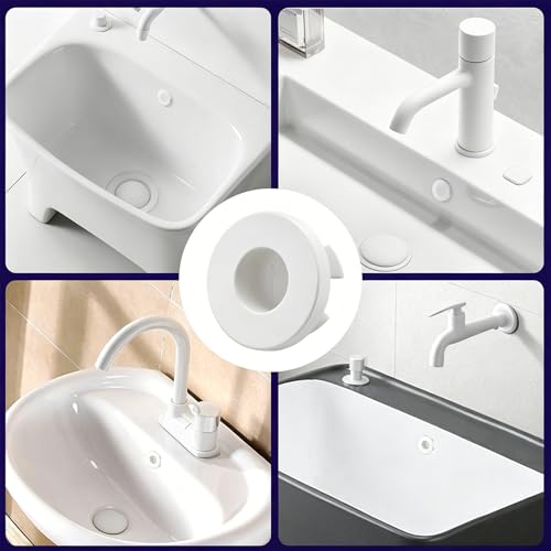 Sink Overflow Ring Brass Drain Cover Basin Sink Spillover Caps Round Sink Drain Insert Plug (White) - color: White