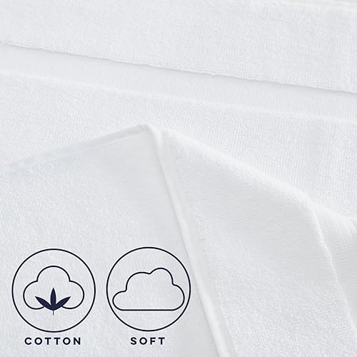 Casual Living White Cotton Bath Mats Set of 2 Towel Mats for Bathroom Floor Banded Rugs Soft Absorbent Ring Spun Cotton Washable Essentials Bathroom Shower Accessories, 34-inch x 21-inch, White - color: White