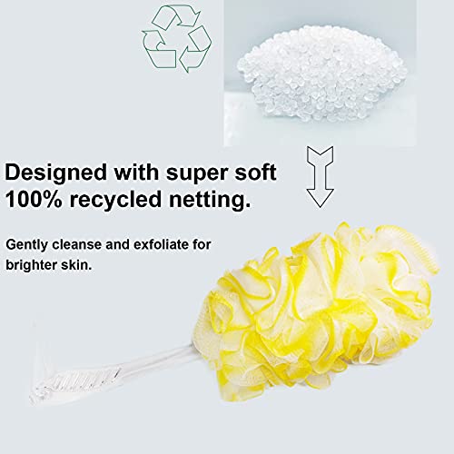 PPHAO - Back Bath Brush - Long Handle Shower Scrubber - Yellow Loofah Exfoliating Body Scrubber for Men and Women - 1 Pack - style: Yellow