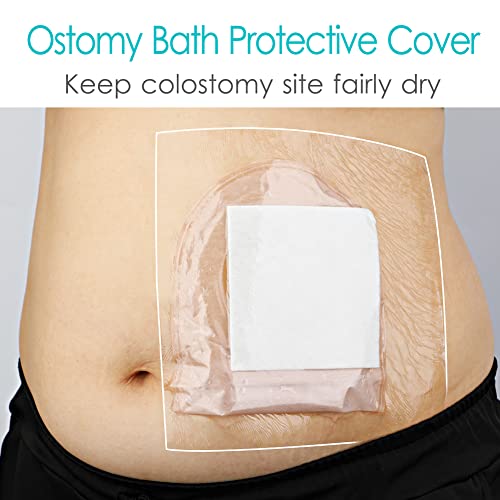 14 Pcs Waterproof Ostomy Bag Shower Cover 12"x14", Stoma Bath Protector Shield Film Adhesive Dressing Bandage for Ostomy Supply Guard Accessory - size: 12x14 Inch (Pack of 14)