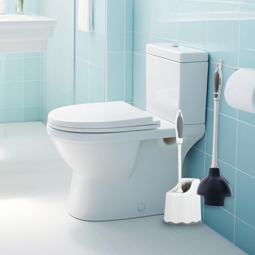 Superio Sink & Toilet Plunger with Toilet Bowl Brush and Holder Set - Dual-Purpose Drain Plunger with Mold-Resistant Rubber Head & Ergonomic Grip - size: Toilet Brush and Plunger Set