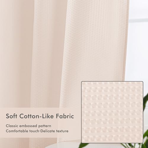Mrs Awesome No Hook Shower Curtain with Snap-in Liner, Embossed Waffle Design Fabric Shower Curtain for Bathroom, Soft & Lightweight, 71x74, Pink - color: Pink, size: 71"W x 74"L (Pack of 1)