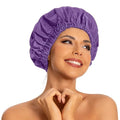 Edoneery Reusable Shower Caps for Women, Waterproof Long Hair Bonnet | Washable Design, Wide Elastic Band, Large Fit, Holds Long Hair, Braids Friendly, Bath Accessories, Spa, Travel - color: Lavender