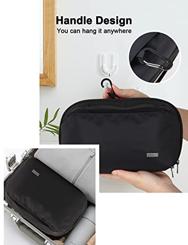 GOX Mens Toiletry Bag, Dry Wet Separate Travel Bag, Dopp Kit Case For Travel, Small Hanging Cosmetics Organizer Pouch (Black) - color: Black