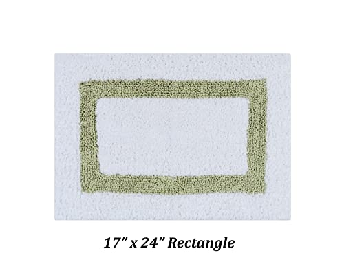 Better Trends 100% Cotton Hotel Collection Bath Mats Set, White & Sage Mats - Tufted, Reversible & Absorbent & Machine Washable 2 Piece Bathroom Rug Set, Toilet Base & Sink Bath Mat Rug - color: White & Sage, size: 2 Piece Set (17" x 24" | 20" x 20")