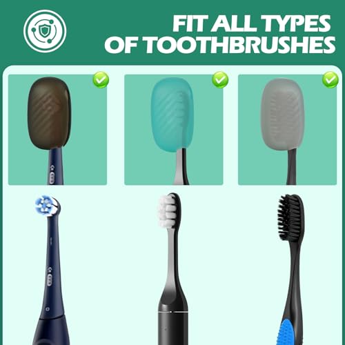 Lapfoon 6 Packs Silicone Toothbrush Covers, Tooth Brush Cover Cap for Electric & Manual Toothbrush Heads - color: Black