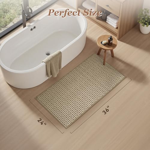 AMOAMI Unique Woven Bath Mat, Super Absorbent Non Slip Bath Mats for Bathroom Floor Textured Bathroom Mat Quick Dry Washable Bath Rug Boho Thin Rugs for Bathroom Beside Tub, 24" x 36", Brown - color: Brown, size: 24" x 36"