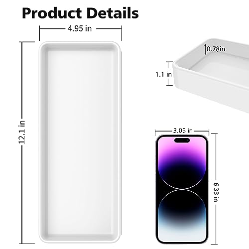 Gurygo 2 Pack 12" Countertop and Vanity Tray - Kitchen Tray for Soap Bottles - Rectangular Vanity Tray for Bathroom - Vanity Trays Kitchen Soap Dispenser Tray,White - color: White, size: 12" x 5" x 1.1"; Set/2