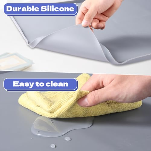 Bedside Commodes Mat, 23.6 x 19.7 Bedside Portable Toilet Mat with Raised Edge, Silicone Non-Slip Commode Toilet Pad Under Commode Chair Mat for Floor Protector