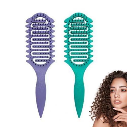 ANIS・KEBBR Vented Curl Hair Brush 2PCS Detangling Wet Dry Styling Brush Less Pull for All Hair Types