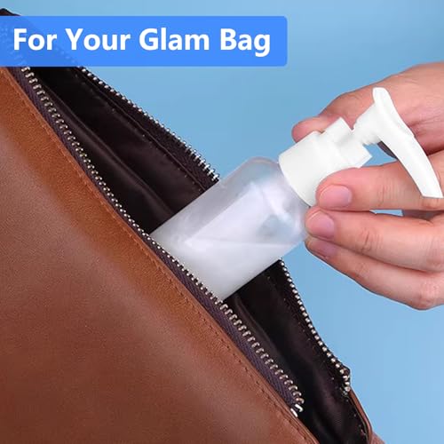 DTDNZKN 4 Pack 3.4 Oz (100ml) TSA Approved Travel Pump Bottles | Refillable Plastic Lotion Dispenser Leakproof Pump Bottle for Toiletries Clear Travel Size Bottles with Labels