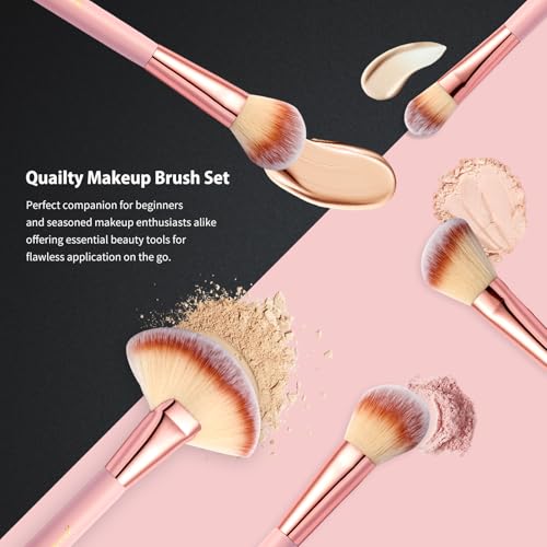 Makeup Brushes, Quality Make Up Brushes 28Pcs Makeup Brushes Set Professional & Beginner Make-up Sets & Case, Brushes & Sponges,Travel-Friendly Roll-up Beauty Gift Sets for Women, PINK - color: Pink
