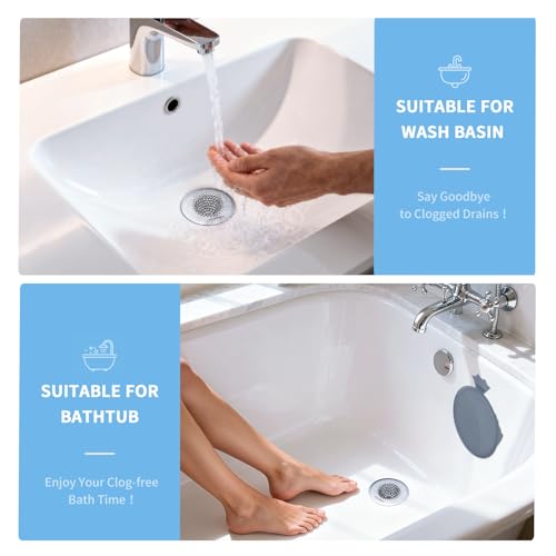TRAPMATE Shower Drain Hair Catcher, 2.8" Fast Drainage Bathtub Stopper Drain Strainer Kit, Stainless Steel Shower Drain Cover, Bathtub Drain Protector for Sinks & Tubs (Patented Product) - color: Silver & Gray