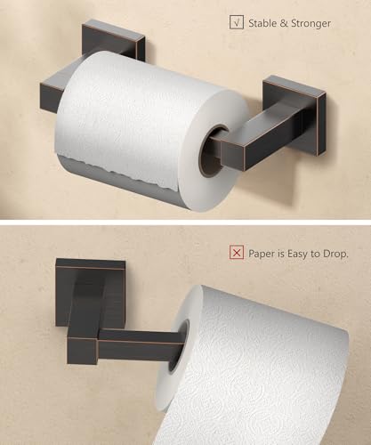 FORIOUS Toilet Paper Holder Wall Mount, Stainless Steel Rustproof Double Post Pivoting Tissue Roll Holder for Bathroom, Commercial Toilet Paper Dispenser (Oil Rubbed Bronze, Square) - color: Oil Rubbed Bronze