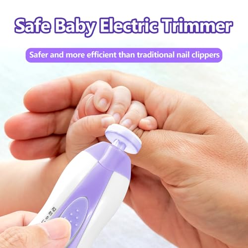 Qunlions life Baby Nail Trimmer Electric, 6 in 1 Rechargeable Baby Nail Clippers Manicure Set Grooming Kit for Toddler Infant or Adults (Purple) - color: Rechargeable-purple