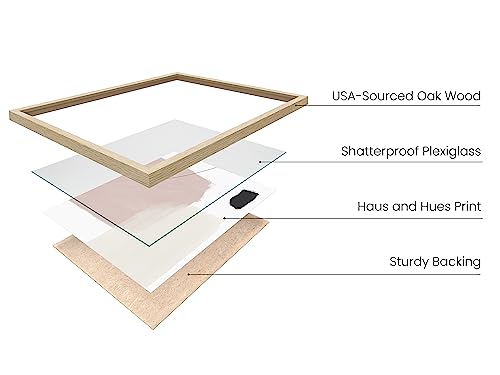 HAUS AND HUES Minimalist Wall Art - Set of 3 Neutral Art, Modern Abstract Decor, Geometric Boho Beige (Beige Frame, 12x16) - color: Paint, size: 12"L x 16"W, style: Beige Framed