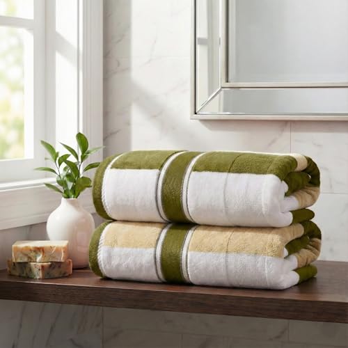 2-Piece Towel Set - 35x70in Extra Large Bath Towels - 500 GSM 100% Cotton Bath Towels - Absorbent Sheets for Shower, Gym, Spa, and Dorm Room by Lavish Home (Green) - color: Green