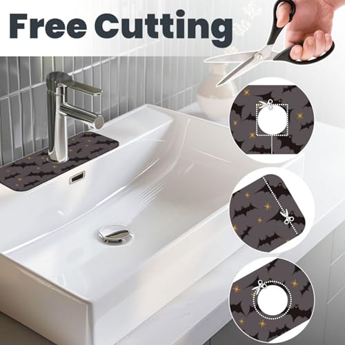 Faucet Draining Mat For Kitchen Sink, Star Bats Witchy Diatom Mud Absorbent Drain Pad For Bathroom Kitchen Sink Splash Guard Drying Mat - color: Star Bats Witchy, size: One Size