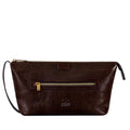 Time Resistance Leather Toiletry Bag - Dopp Kit, Full-grain Leather Cosmetic Case, Wash Bag (Brown)