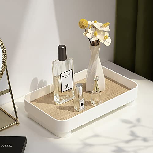MRPAPA Bathroom Trays, White Vanity Tray, Countertop Tray Makeup Organizers Tray, Skincare Organzing Tray for for Perfume,Cosmetic, Bathroom, Kitchen (White -Rectangle -1pcs)
