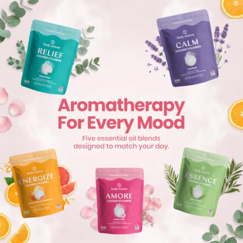 Body Restore Shower Steamers Aromatherapy 15 Pack – Fathers Day Gift for Dad, Birthday Gifts for Women & Men, Spa Stress Relief & Relaxation Self Care Gifts – Premium Rose Essential Oil Tablets - color: Rose Petal 15 Pack