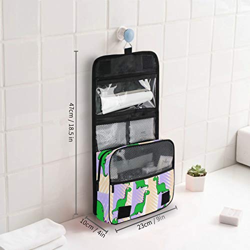 senya Hanging Travel Toiletry Bag Kit Makeup Case Cosmetics Organizer for Men Women - color: Dinosaur Stripe