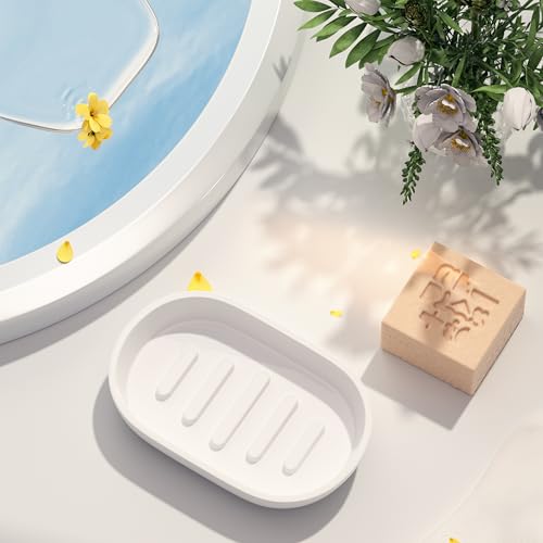 2Pcs/SetBathroom Soap Dishes, Not Plastic！,Bamboo Soap Dishes Holder for Bathroom Shower, Bathroom Sink Soap Dish (White) - color: 2pcs White2.0
