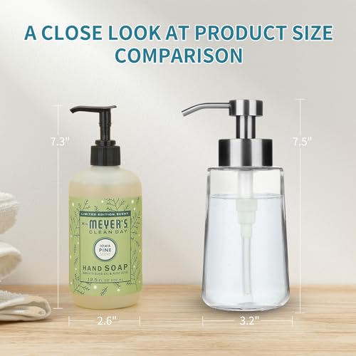 Soap Dispenser, Glass Hand Soap Dispenser with Rust Proof Pump, 16oz Liquid Soap Container with Waterproof Labels, Dish & Hand Soap Pump for Bathroom, Kitchen, Brushed Nickel, Pack of 2 - color: Brushed Nickel