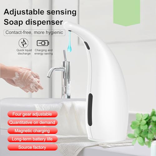 300Ml White Magnetic Charging Automatic Soap Dispenser | Infrared Induction Pump Minimalist Stylish IPX6 Waterproof Structure for Kitchen Bathroom Daily Household Application - color: White