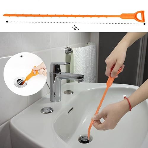 3 Pack 25 Inch Drain Snake Set - Drain Cleaner with Grip Handle Effectively Clean Hair and Other Clog for Toilet, Kitchen Sink, Bathroom Tub and Sewer