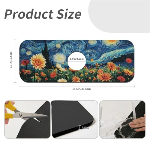 Faucet Fast Absorbent Pad - Starry Night Floral Field , Suitable For Kitchen, Bathroom, Island And Other Scenes - color: Starry Night Floral Field
