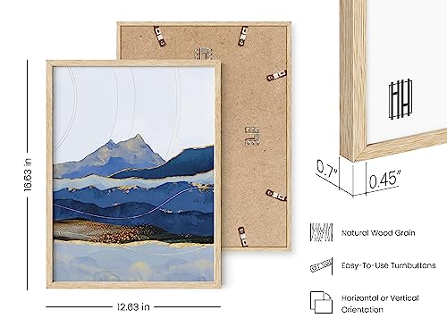 HAUS AND HUES Mountain Wall Art - Set of 3 Blue Decor Nature Art, Modern Landscape Decor, Abstract Posters with Beige Frame, 12x16 - color: Blue Mountain, size: 12"L x 16"W, style: Beige Framed