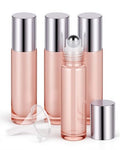 Worldgsb 4 Pack Essential Oil Roller Bottles, 10ml Refillable Glass Roller Bottles with Stainless Steel Roller Balls and Caps for Travel, Perfume and Lip Gloss Rose Gold - color: Rose Gold, style: 4 Pack