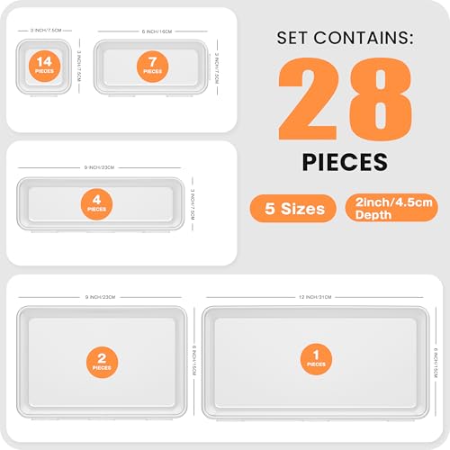 A-LuGei 【Military Grade】 Drawer Organizer,【𝟱𝗦𝗶𝘇𝗲】 Makeup organizer,【Holds 177 Items】 Bathroom Organizers and Storage,Organization and Storage,Desk Drawer Organizer for Vanity【Clear】 - color: Clear