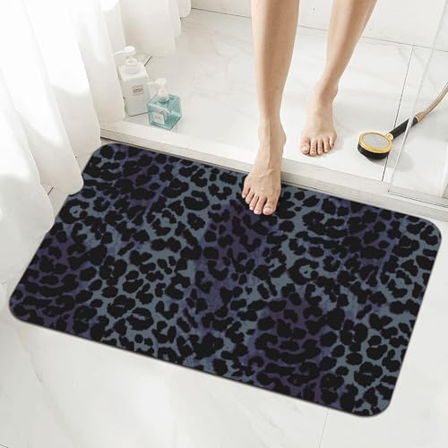 Black Leopard Cheetah Print Bath Mat Fit Under Door, Wild Animal Texture Non-Slip Bathroom Rug Floor Mat Quick Dry Absorbent Bathmat for Bathroom Kitchen Bathtub Shower Sink, 15.7x23.6 in - color: Leopard #06
