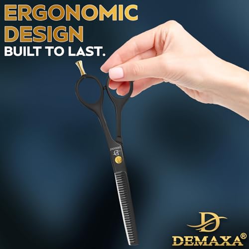 Thinning Shears for Hair Cutting - DEMAXA Hair Thinning Scissors Professional Barber’s Texturizing Shears for Salon & Home Use - 6.5-inch Black High Carbon Stainless Steel Thinning Sheers - color: 6.5" Hair Thinning Black
