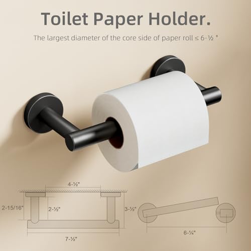 POKIM Matte Black Toilet Paper Holder, Stainless Steel Double Post Pivoting Wall Mount Holder, Fits Mega Large/Jumbo Rolls, Commercial Bathroom Tissue Dispenser for Home & Commercial Use - color: Matte Black, size: Classic