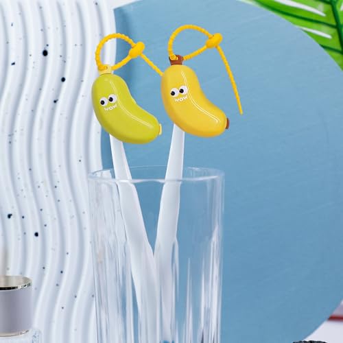 2Pcs Banana Toothbrush Head Cover - Travel Toothbrush Protector with Toothpaste Case, Portable Reusable Organizer for Electric & Manual Toothbrushes, Fruit Design, Home & Travel Use